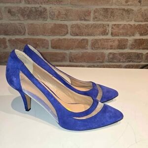 Elegant Blue Suede Women's Heels